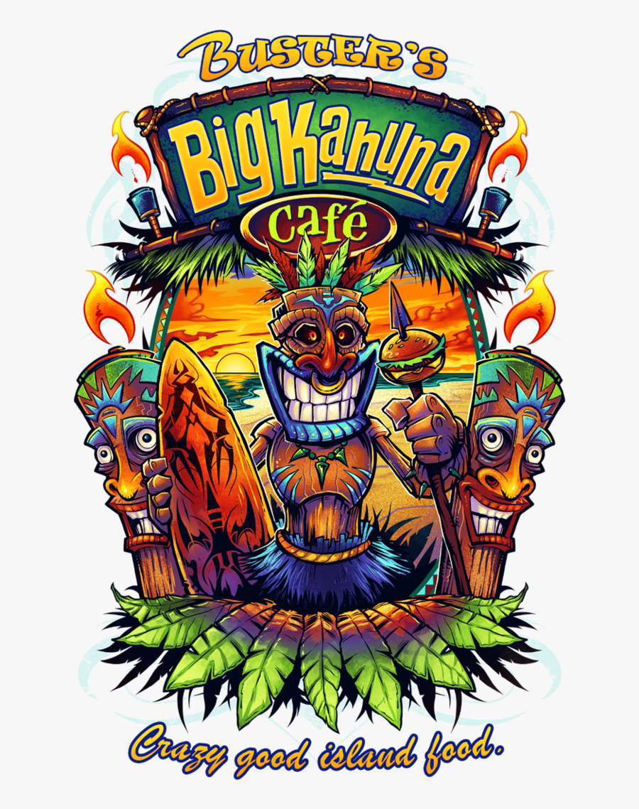 Volcano Clipart Hawaiian - Big Kahuna Cafe Shirt, Transparent Clipart