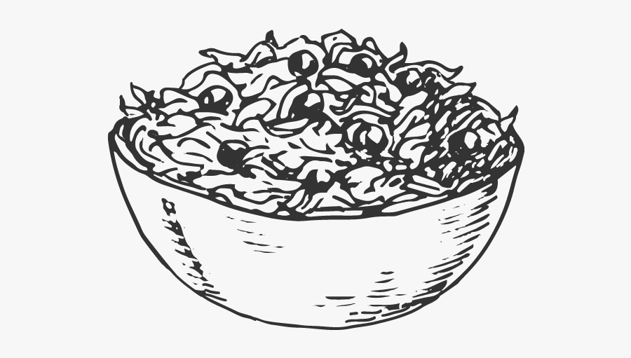 Clip Art Lettuce Drawing - Bowl Of Salad Line Drawing, Transparent Clipart