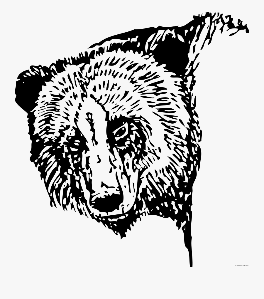 Bear Head Animal Free Black White Clipart Images Clipartblack - Bear Head Black And White, Transparent Clipart
