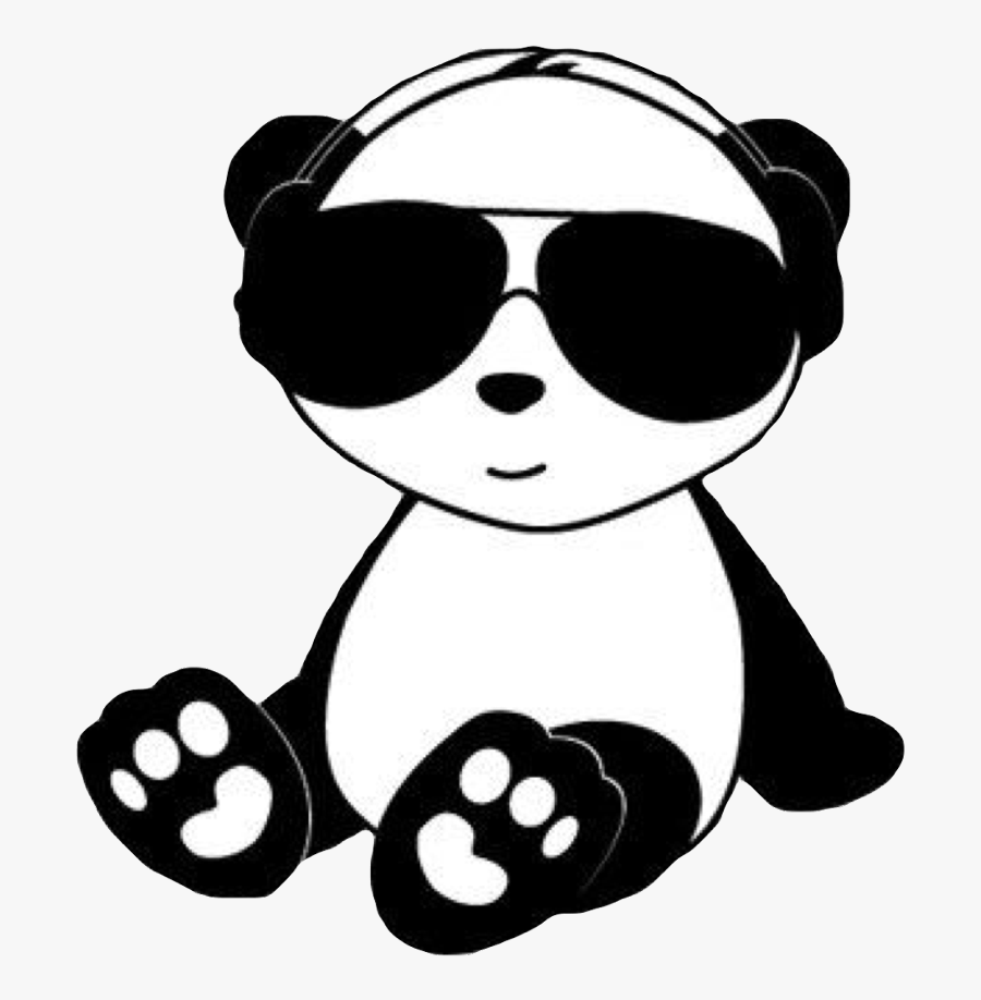 Chill Panda Cute Kawaii Black White Animal Bear Paw - Panda Clipart Black And White, Transparent Clipart