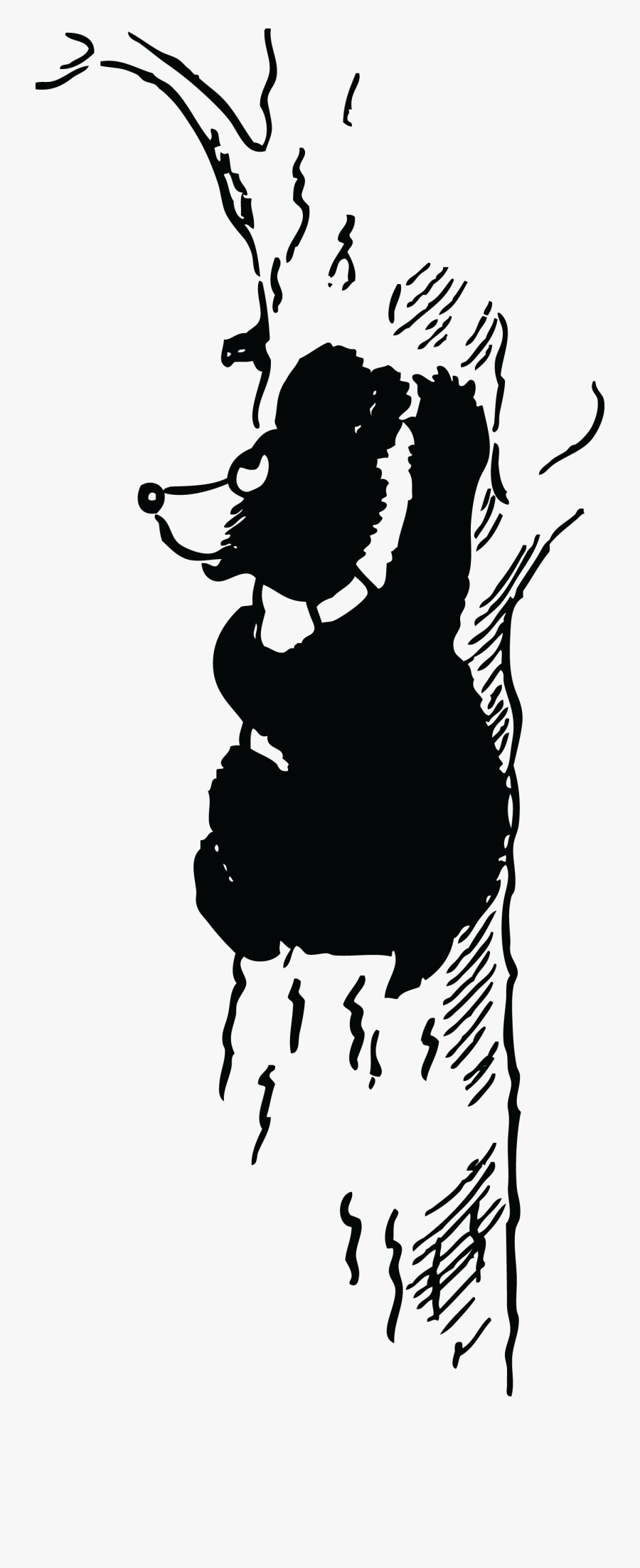 Cartoon Black Bear Cub Climbing A Tree - Bär Klettert Bär Auf Baum, Transparent Clipart