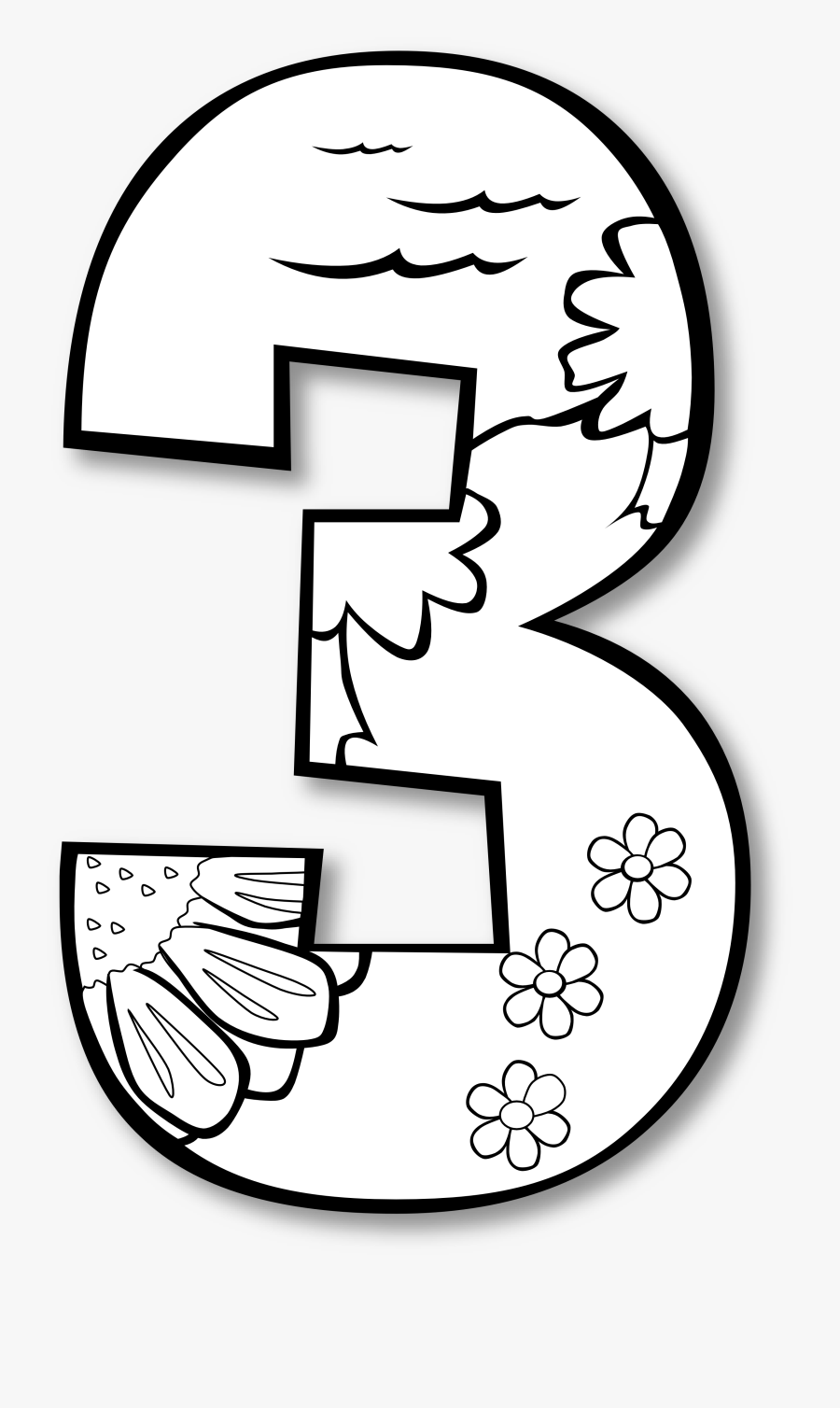 Numbers Clipart Black And Whi - Third Day Of Creation Coloring Page, Transparent Clipart