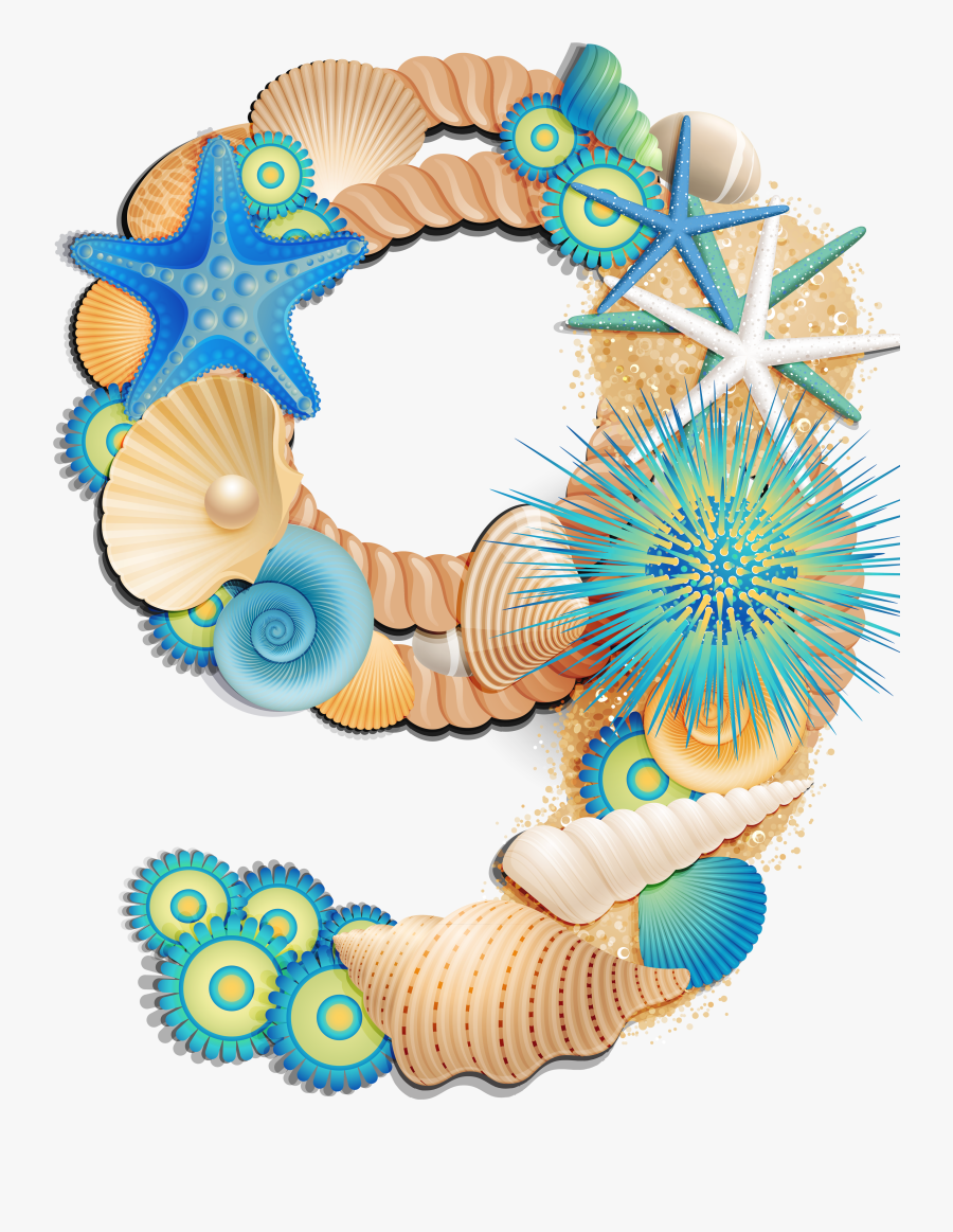 Transparent Mermaid Outline Png - Number Seashell Clip Art, Transparent Clipart