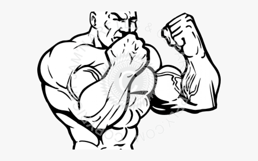 Drawn Men Buff - Muscle Man Logo Vector, Transparent Clipart