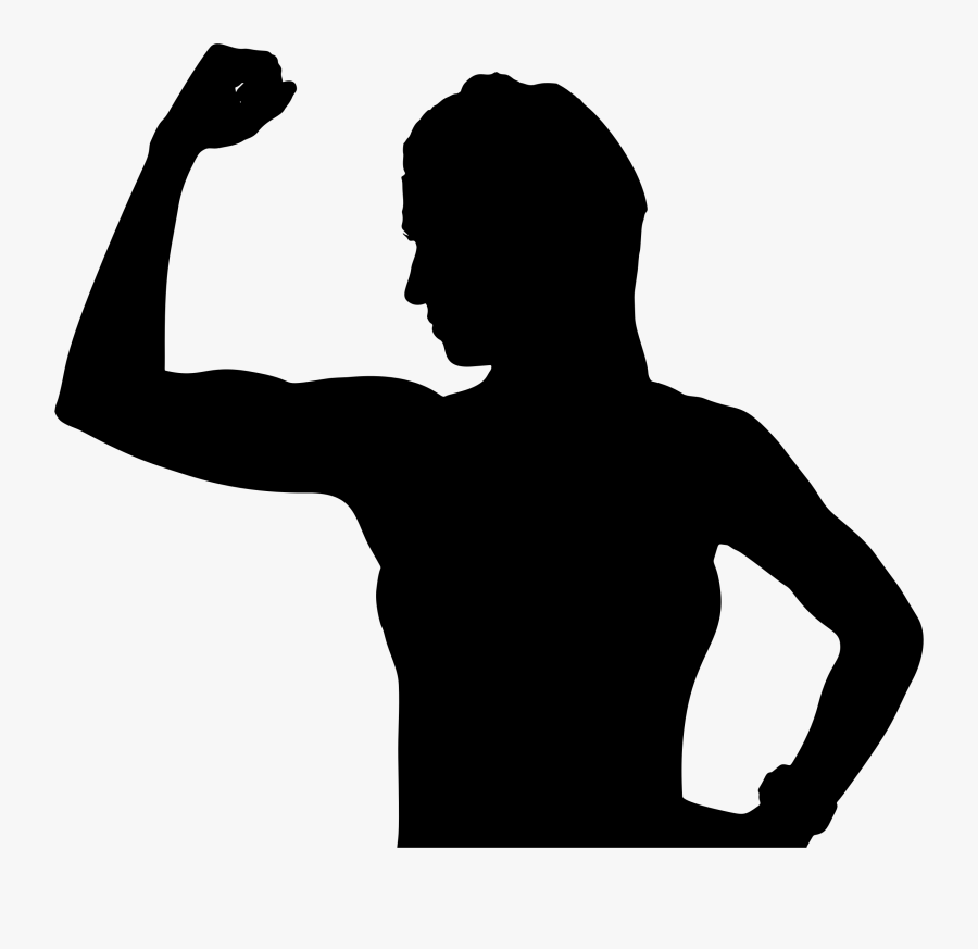Shoulder,standing,muscle - Woman Flexing Silhouette Png, Transparent Clipart