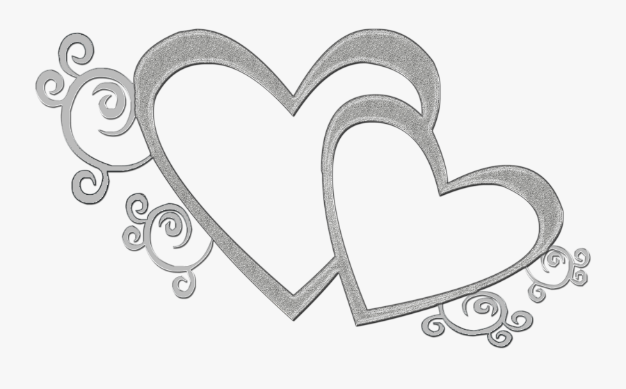 Double Heart Wedding Clipart - Wedding Hearts Clipart Black And White, Transparent Clipart
