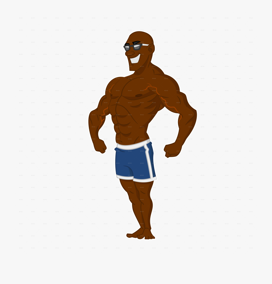 Bodybuilding Clipart Animation - Cartoon Bodybuilder Png, Transparent Clipart