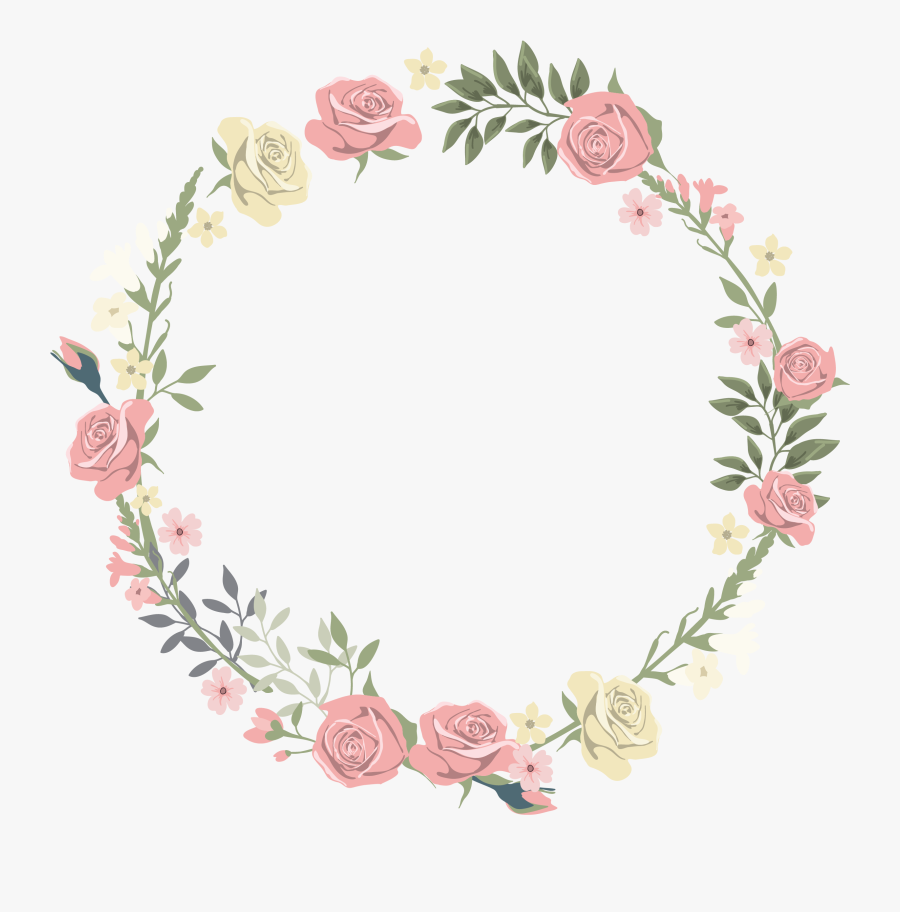 Decorative Picture Flower Border Rose Frame Wedding - Round Flower Border Png, Transparent Clipart