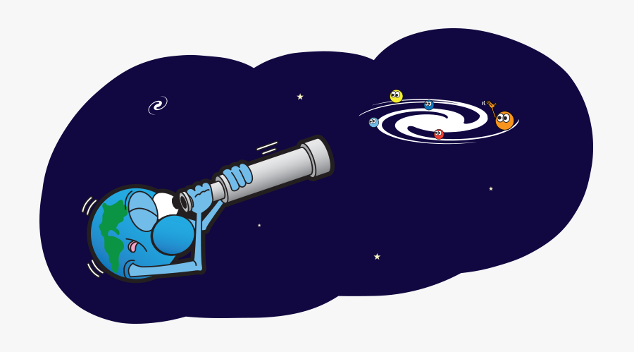 Planet Clipart Individual - Earth With Telescope Cartoon, Transparent Clipart