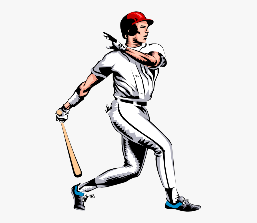 Vector Illustration Of American Pastime Sport Of Baseball - Baseball Batter Illustration, Transparent Clipart