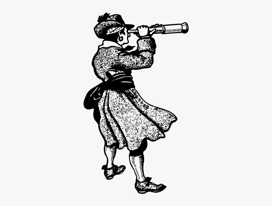 Woman With Telescope - Line Drawing Telescope, Transparent Clipart