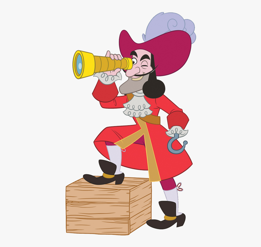Captain Hook Looking In Telescope - Jake And The Neverland Pirates Png, Transparent Clipart