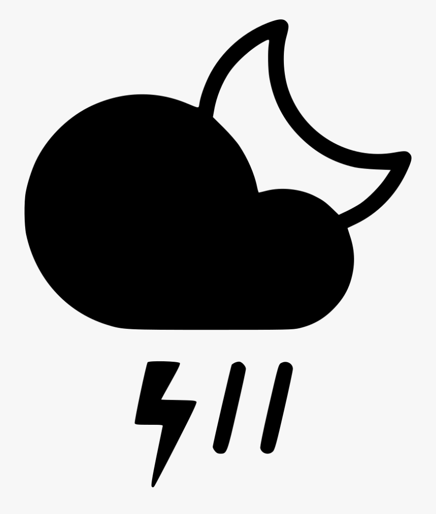 Night Rain Storm Cloud Lightning Rain Moon Comments - Cloudy Moon Icon, Transparent Clipart