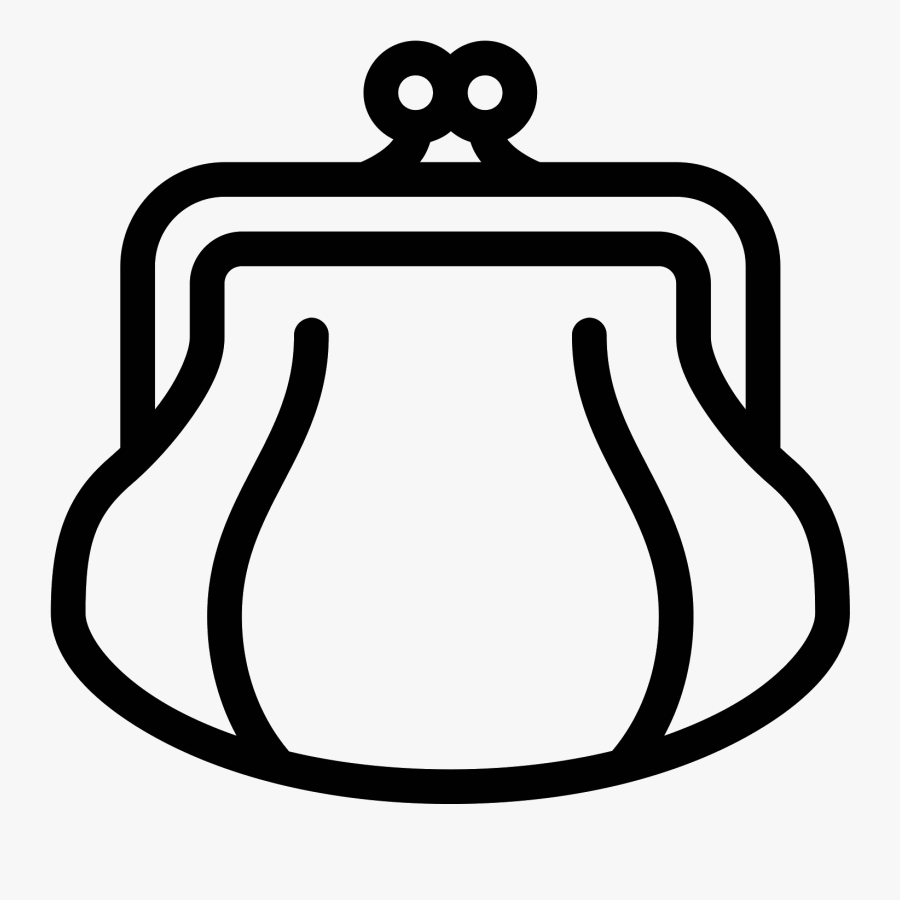 Purse Front View Icon - Coin Purse Clipart Black And White, Transparent Clipart