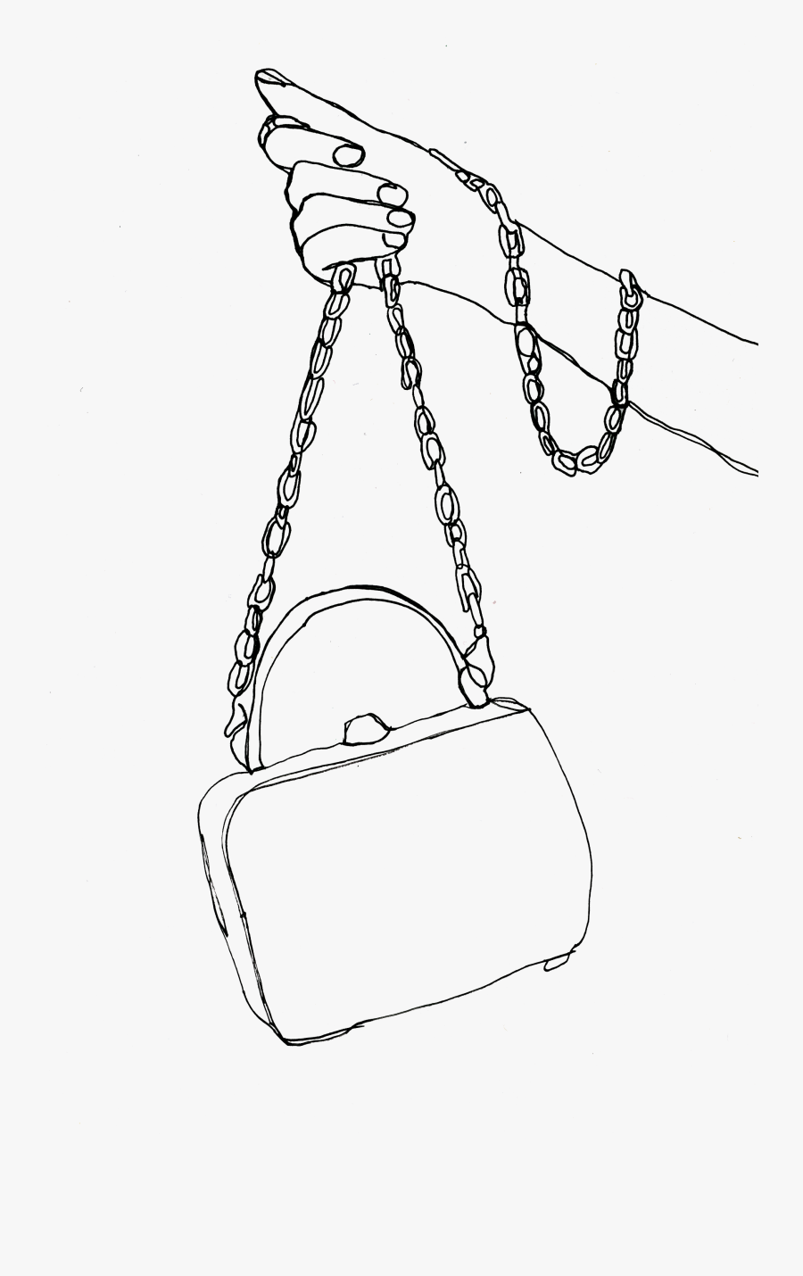 Freeadmission Continuous Model With Chanel Purse - Line Art, Transparent Clipart