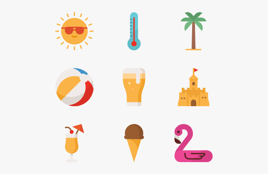 Summer - Beach Summer Vector Icons, Transparent Clipart
