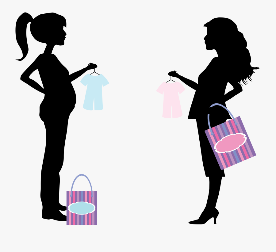 Black Silhouette Woman Purple Shopping Bag Clipart - Organized And Unorganized Sector, Transparent Clipart