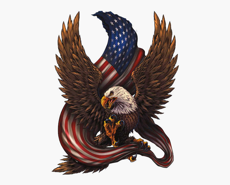 Eagle Head Clipart Patriotic - Eagle Holding American Flag, Transparent Clipart