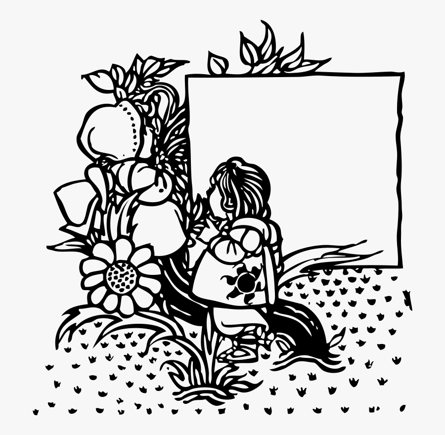 Free Vector Child In Garden Title Page Clip Art - Drawing Front Page Design, Transparent Clipart