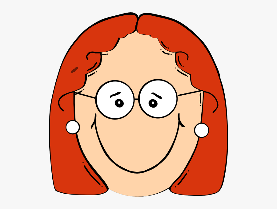 Happy Red Head Girl With Glasses Svg Clip Arts - Sad Girl Face Cartoon, Transparent Clipart