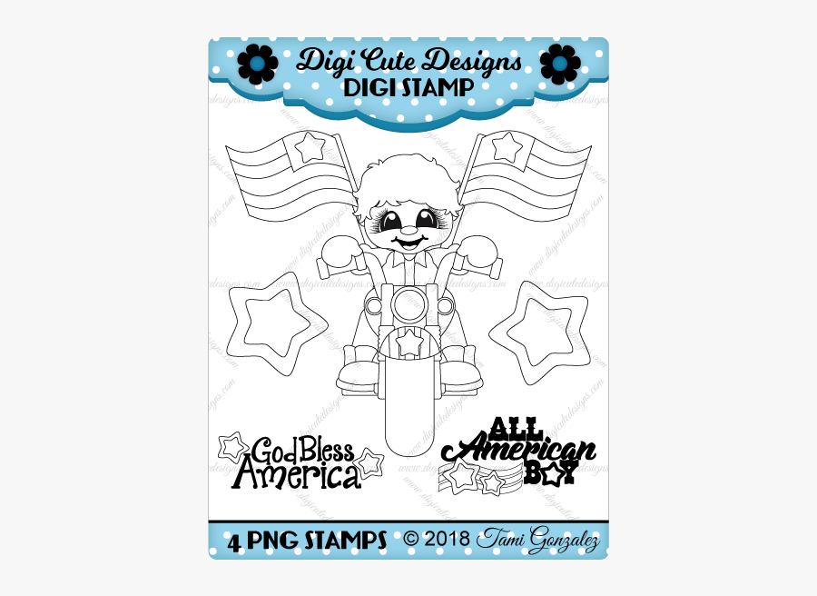 All American Boy Digi Stamp-4th Of July, Patriotic, - Independence Day, Transparent Clipart