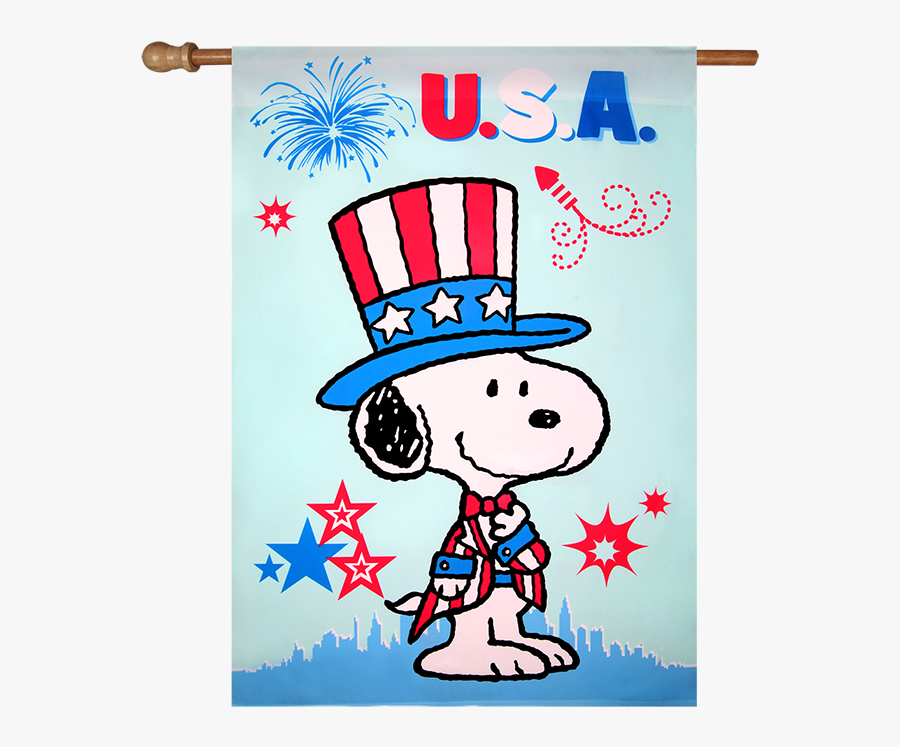 Patriotic Peanuts Usa House Flag Banner Freeuse - Peanuts Charlie Brown Patriotic, Transparent Clipart
