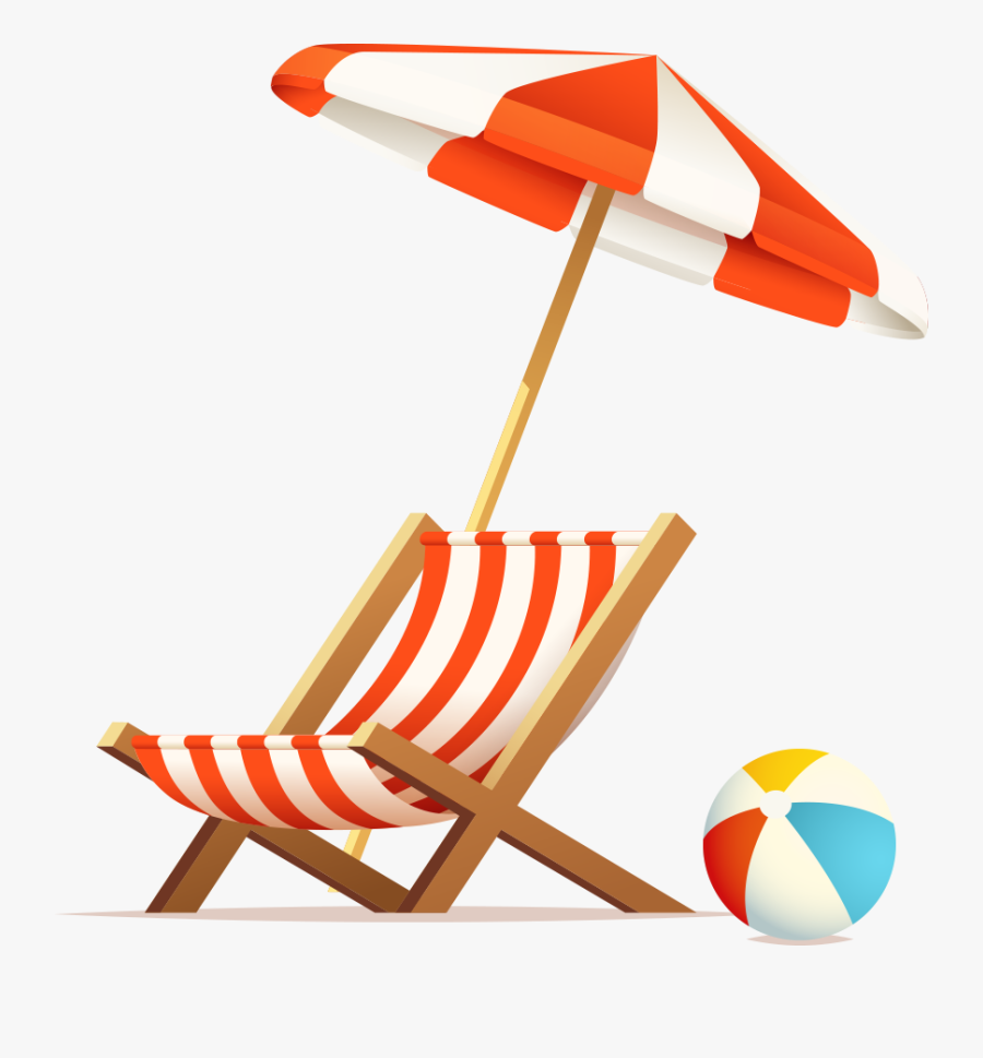 Sunbed And Umbrella Free Clipart , Png Download - Beach Chair Vector, Transparent Clipart
