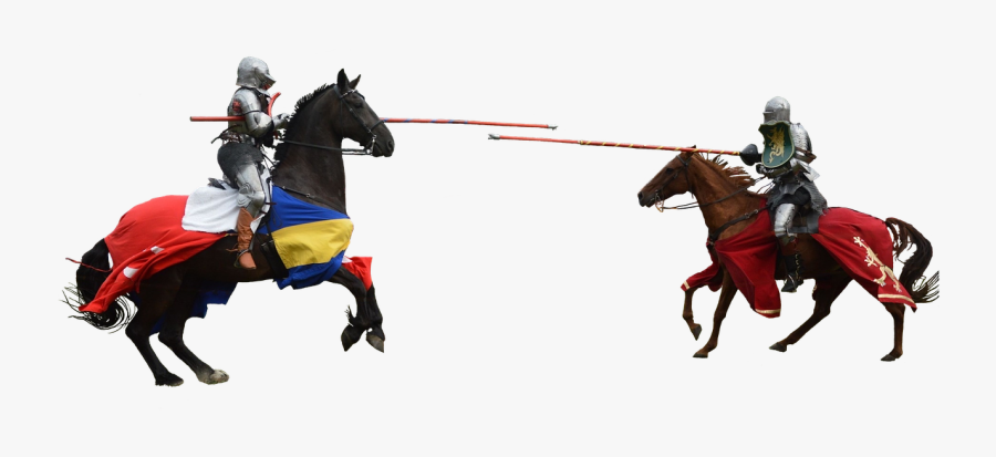 Knights Jousting Medieval Free Picture - Knight On Horse Jousting, Transparent Clipart