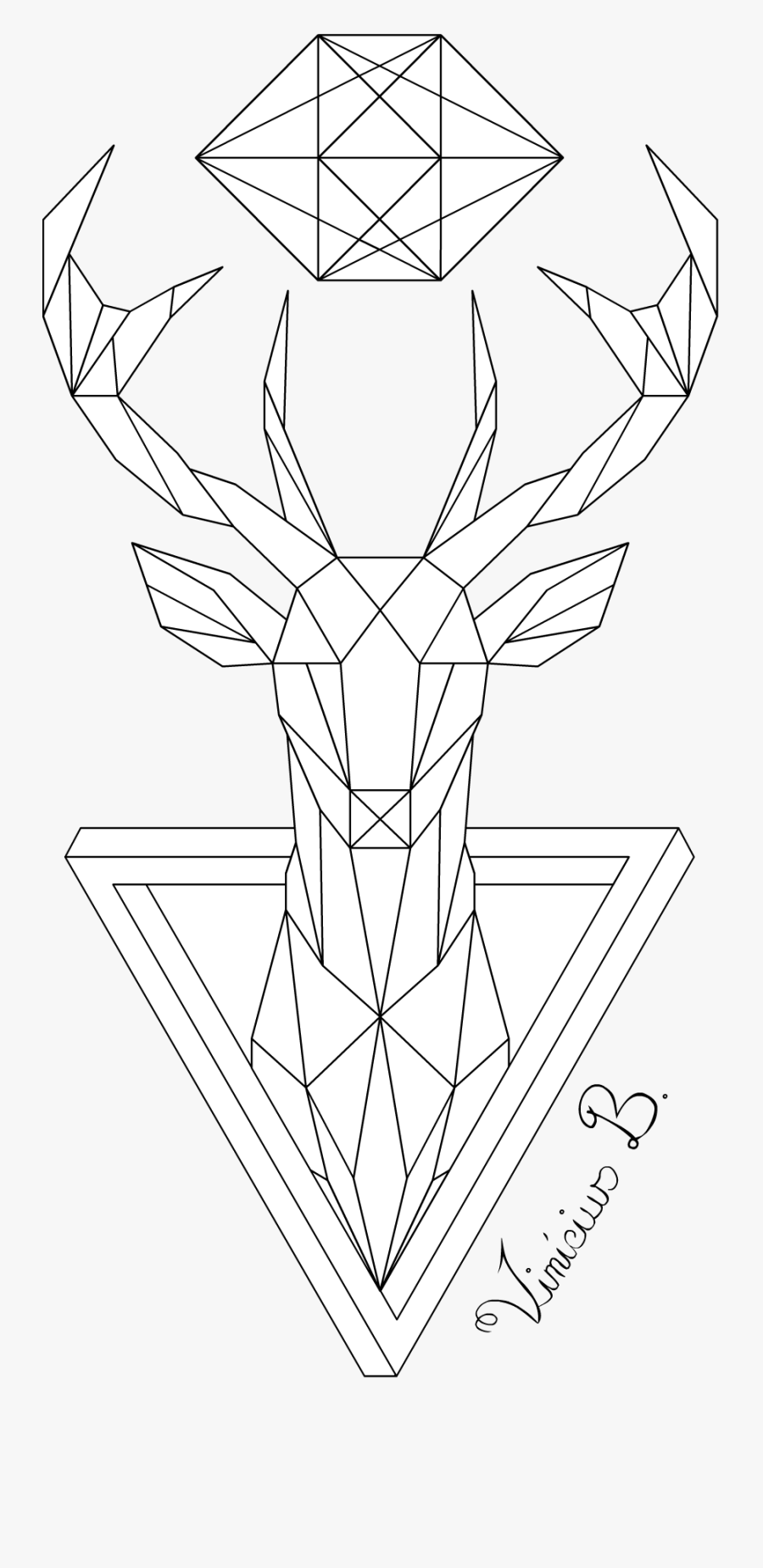 Geometrical Drawing Wild Animal - Deer Drawing Geometric, Transparent Clipart