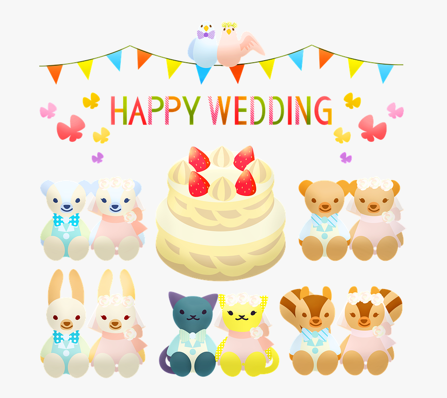 Wedding Cake, Wedding, Teddy Bears, Cake, Animals - 結婚 式 イラスト 犬, Transparent Clipart