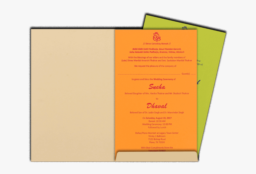 Hindu Wedding Cards - Brochure, Transparent Clipart