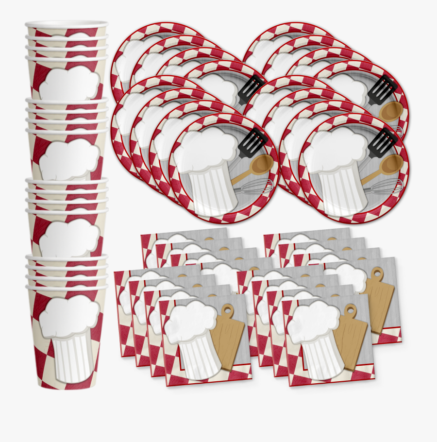 Chef Cooking Birthday Party Tableware Kit For 16 Guests - Chef Party Decorations, Transparent Clipart