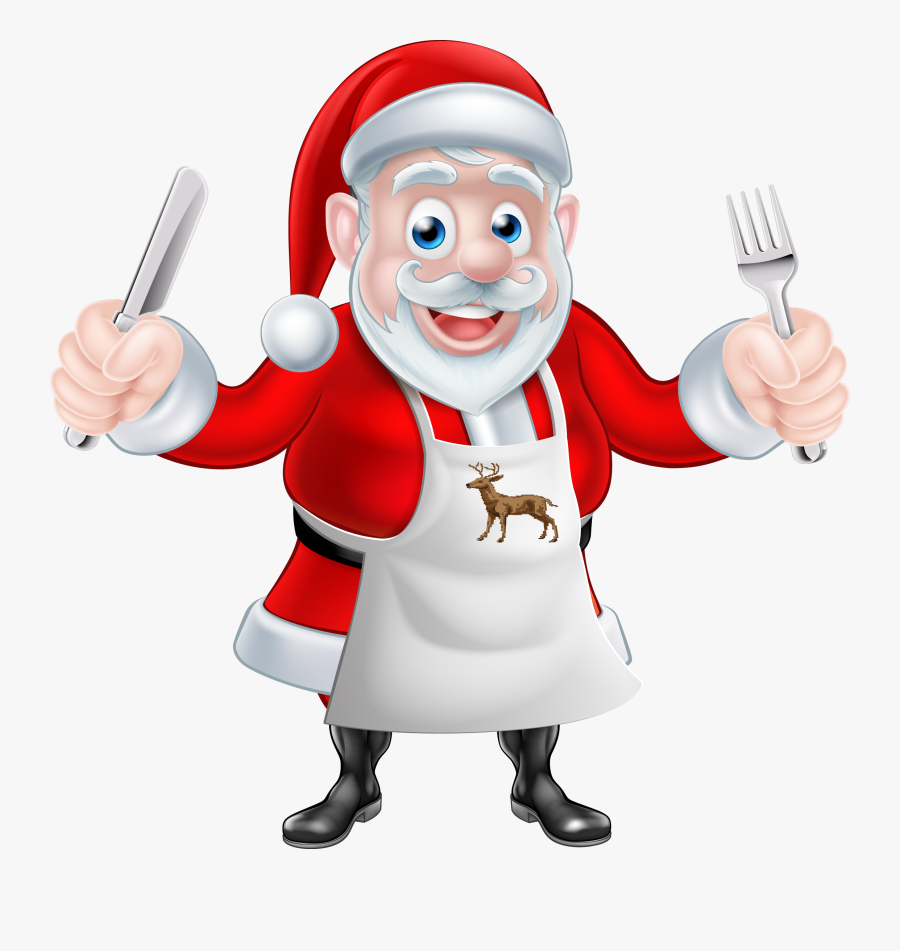 Santa Claus Chef Cooking Christmas - Santa Cooking Cartoon, Transparent Clipart