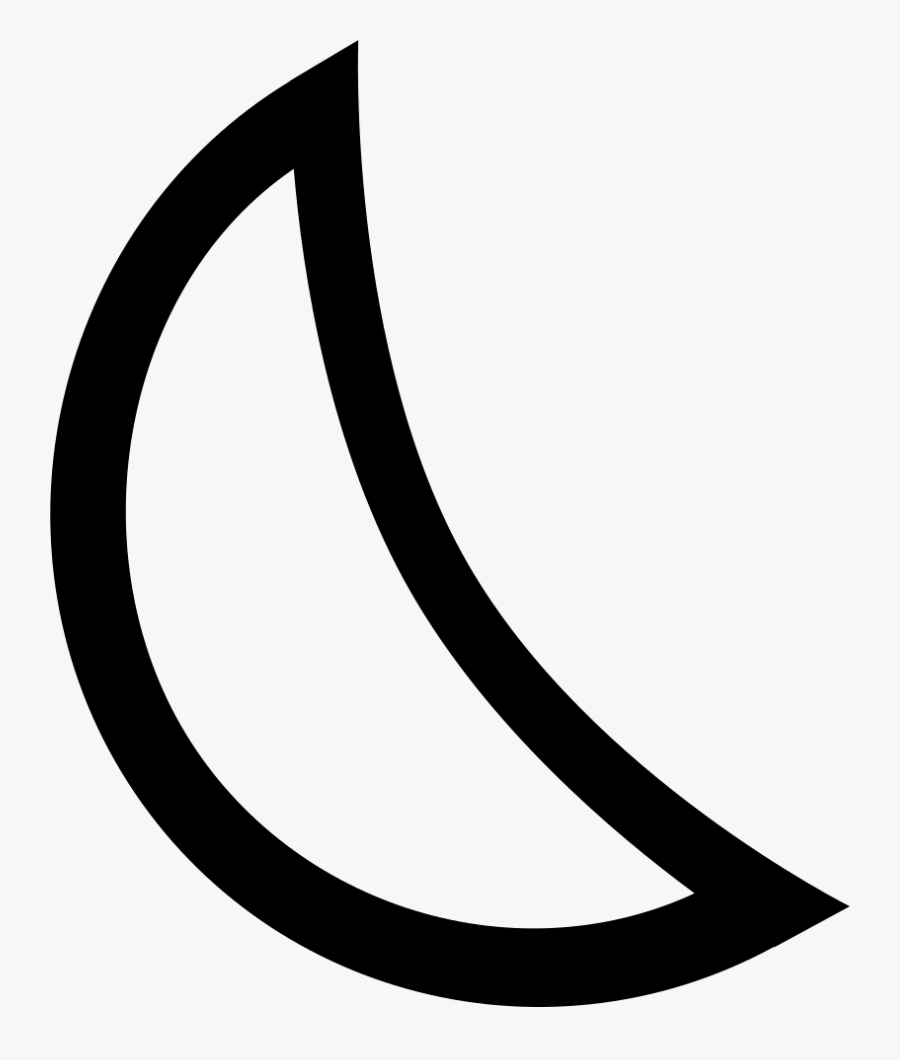 Line,font,clip Art,black And White,symbol - Crescent Moon Outline Shape, Transparent Clipart
