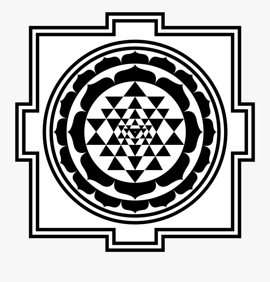Drawing Trippy Sacred Geometry - Sri Yantra Black And White, Transparent Clipart