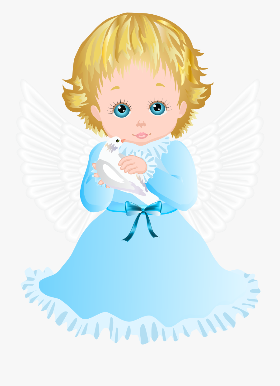 Cute Angel With White Dove Transparent Png Clip Art, Transparent Clipart