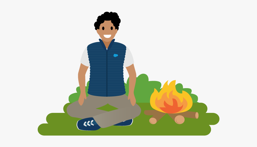Image Of An Employee Sitting By A Campfire - Sitting, Transparent Clipart