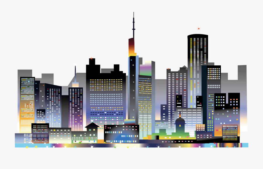 Clip Art Night Sky Vector - Cartoon City Landscape Png, Transparent Clipart