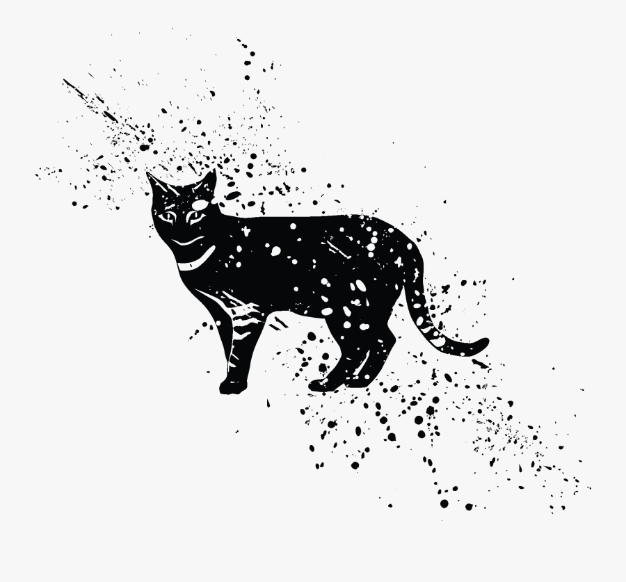 Временное Тату Черный Кот - Illustration, Transparent Clipart