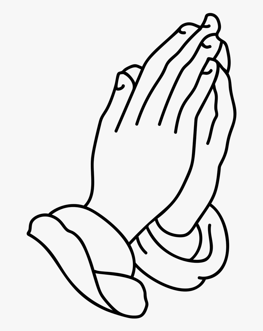 Lineart Images Of Praying Hands - Praying Hands And Cross Clip Art, Transparent Clipart