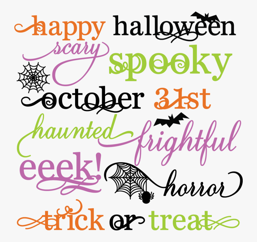 Halloween Words Set Svg Scrapbook Title Spiderweb Svg - Athabasca University, Transparent Clipart