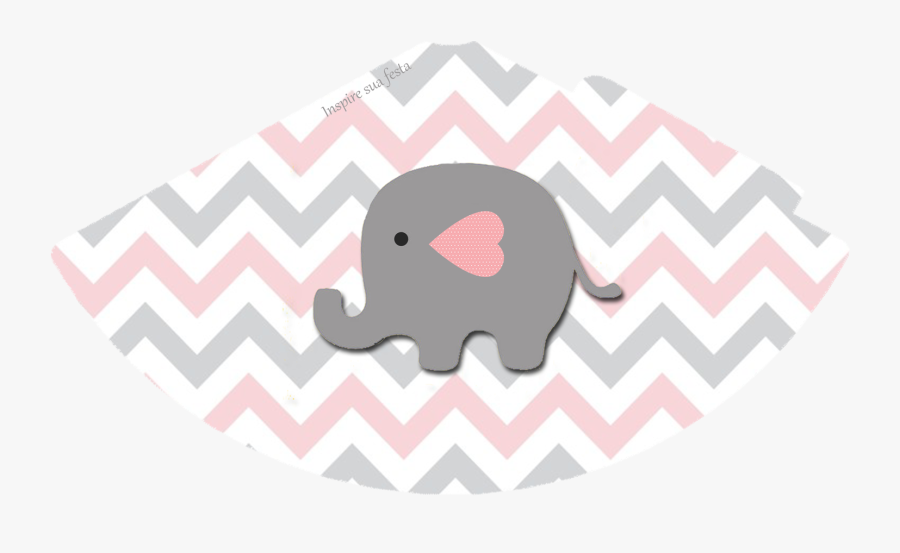 Baby Elephant In Grey And Pink Chevron Free Printable - Party, Transparent Clipart