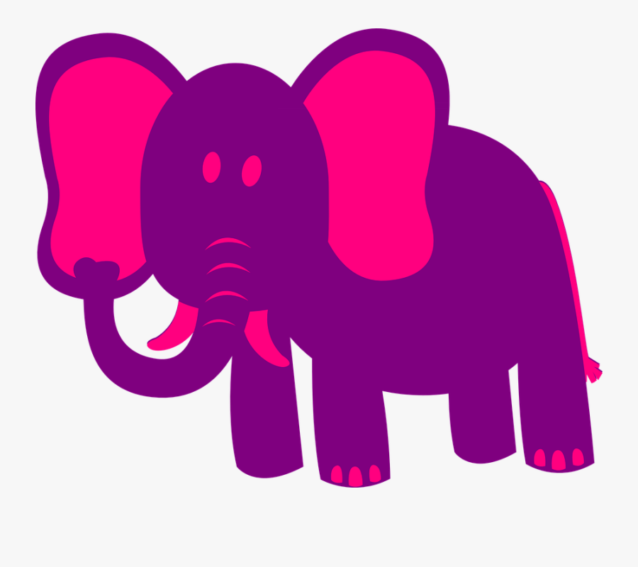 Pink, Elephant, Cute, Nature, Animal, Mammal, Zoo - Pink And Purple Clipart, Transparent Clipart