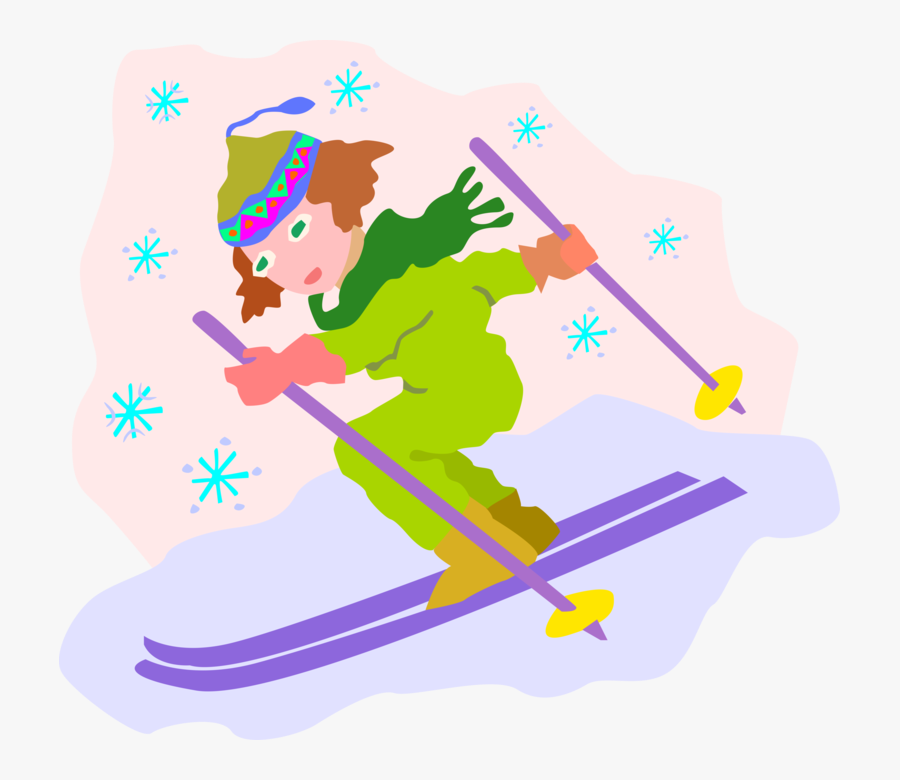 Vector Illustration Of Alpine Downhill Skier Skiing, Transparent Clipart