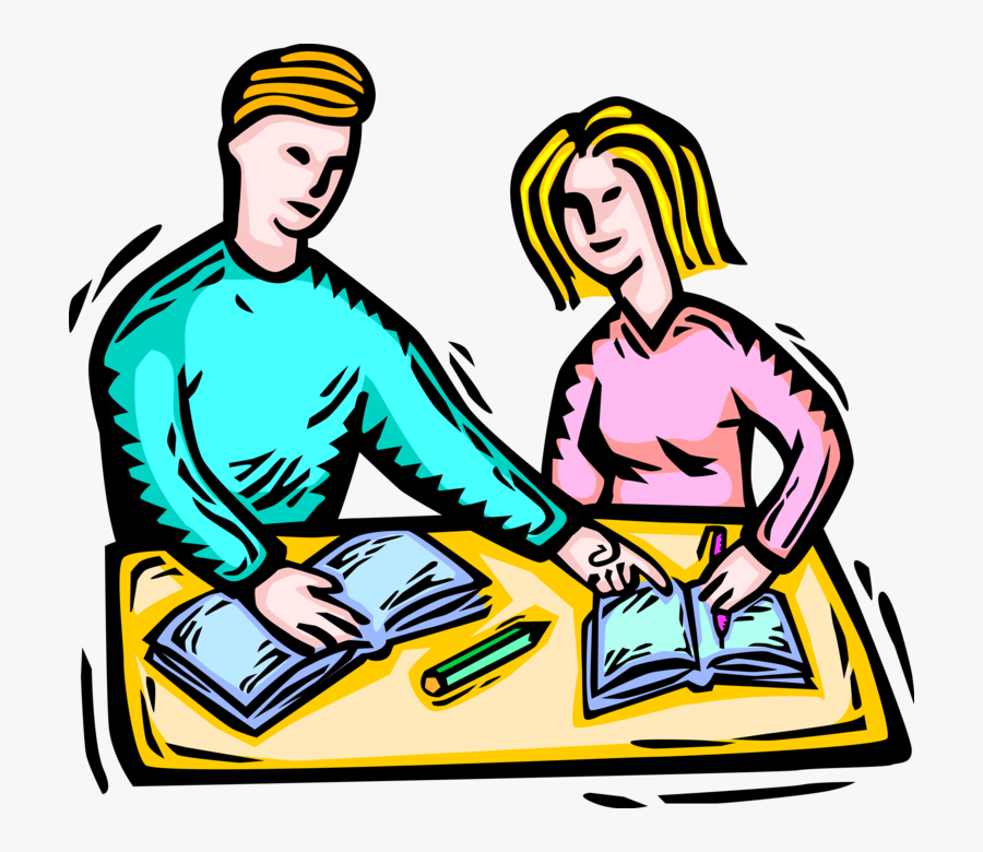Vector Illustration Of Students In School Classroom - Classmates Working Together Clipart, Transparent Clipart