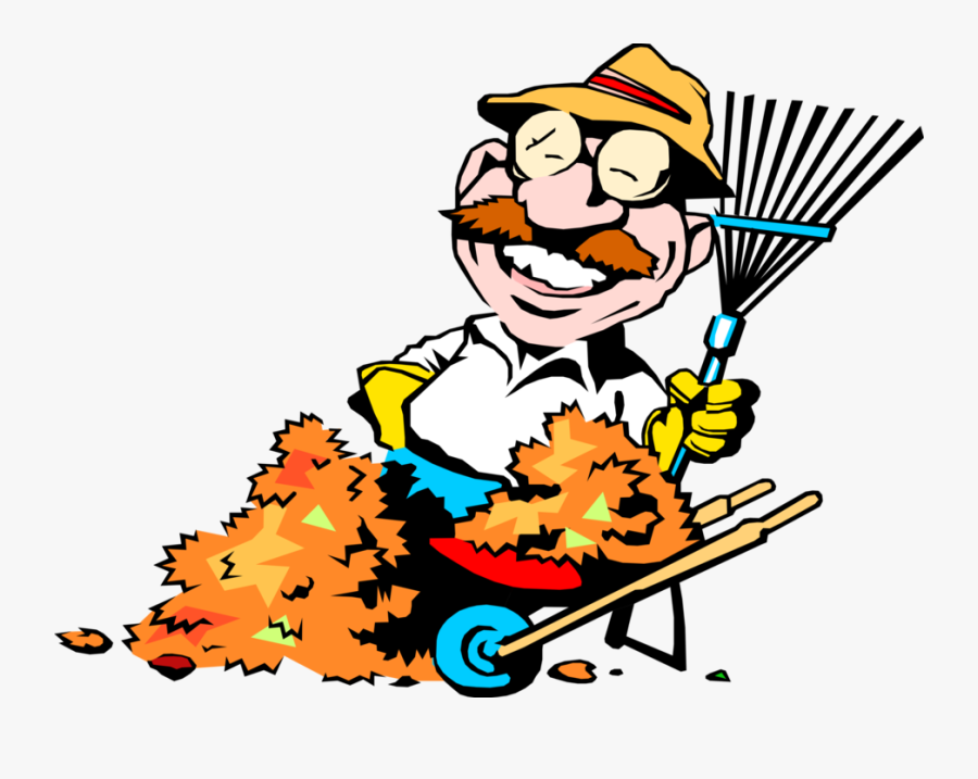 Vector Illustration Of Lawn Care Leaf Raker Rakes Fall - Raking Leaves Clip Art, Transparent Clipart