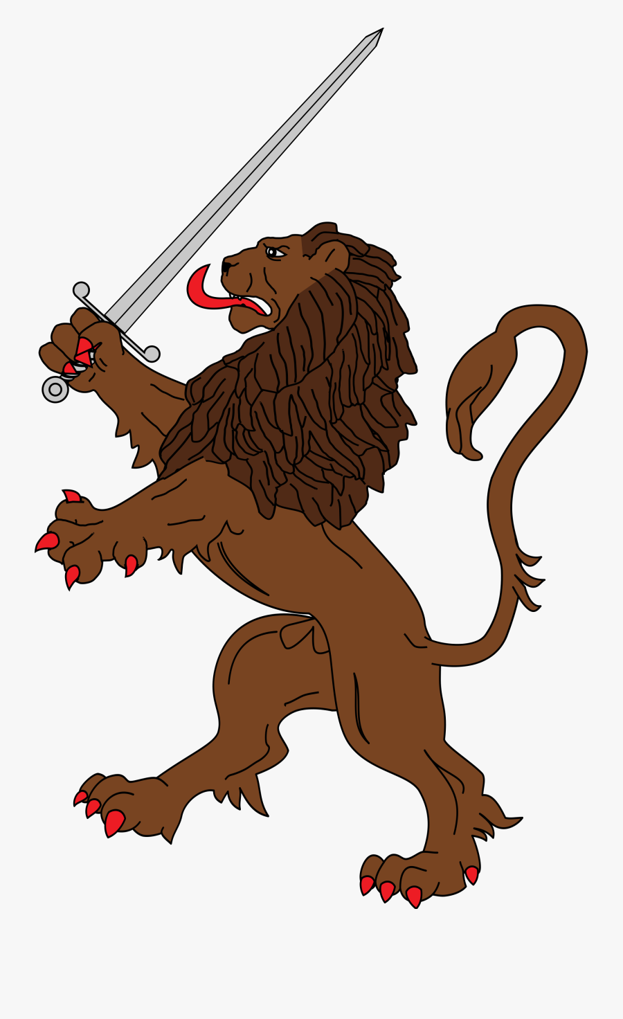 Heraldry Vector Sword - Heraldic Lion With Sword, Transparent Clipart