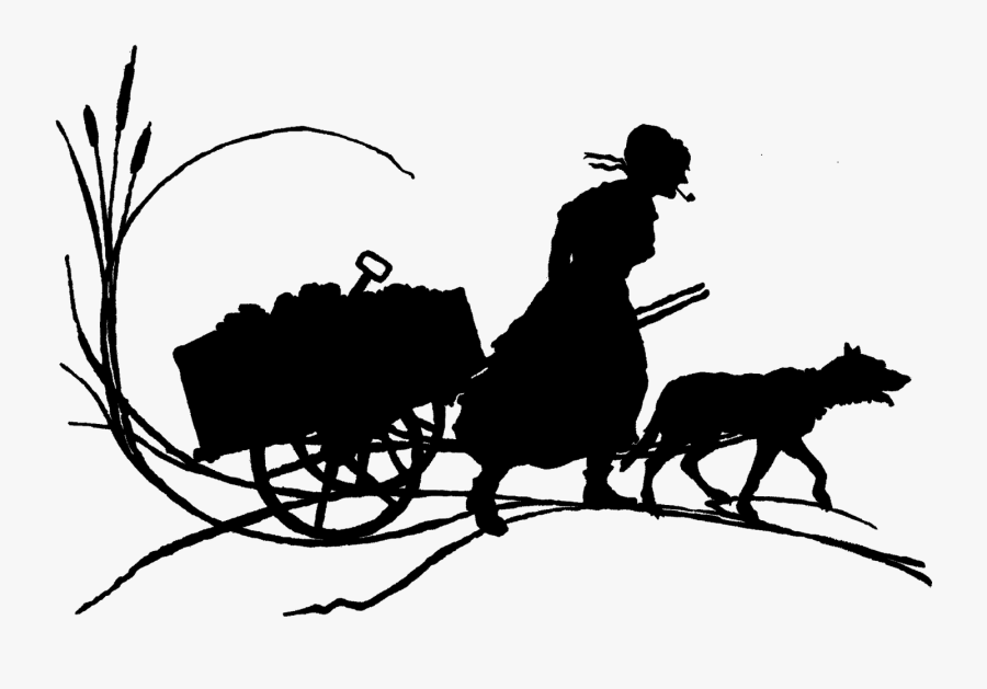 Silhouette Woman Dog Vintage - Silhouette, Transparent Clipart