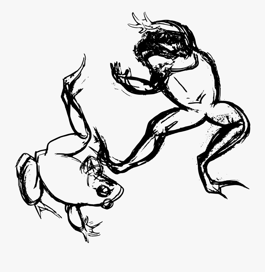 Wrestler Drawing Sumo Japan - Japanese Drawings Frogs Wrestling, Transparent Clipart
