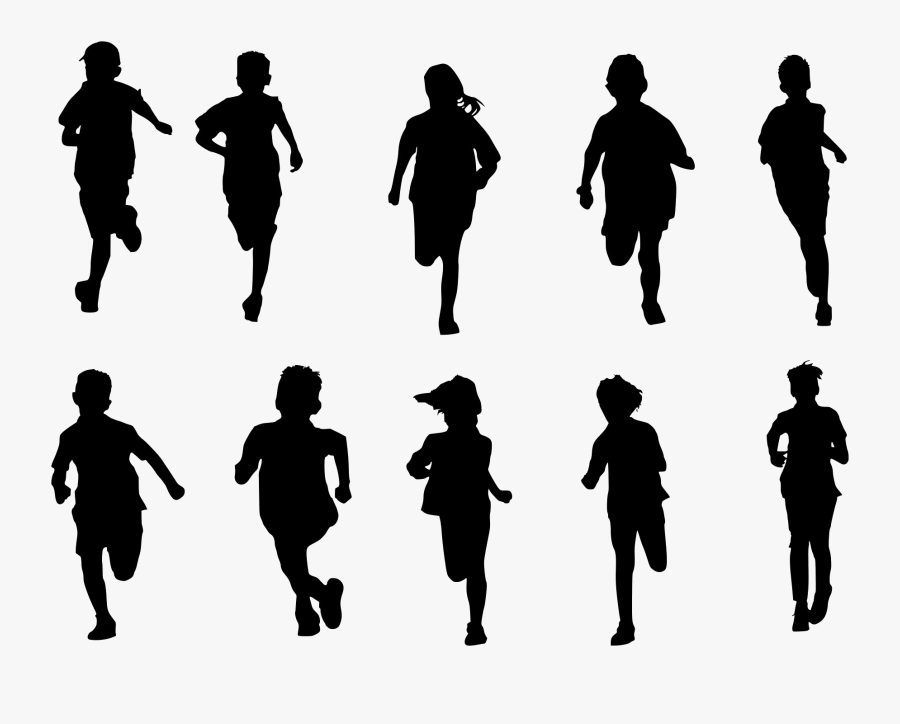 Portable Network Graphics Silhouette Clip Art Vector - Children Running Silhouette, Transparent Clipart